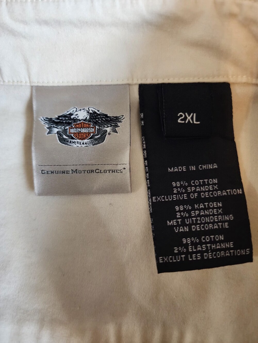Harley Davidson Shirt Womens Size2XL White Beige Full Zip V-Neck 03 Garage Biker - Picture 16 of 16
